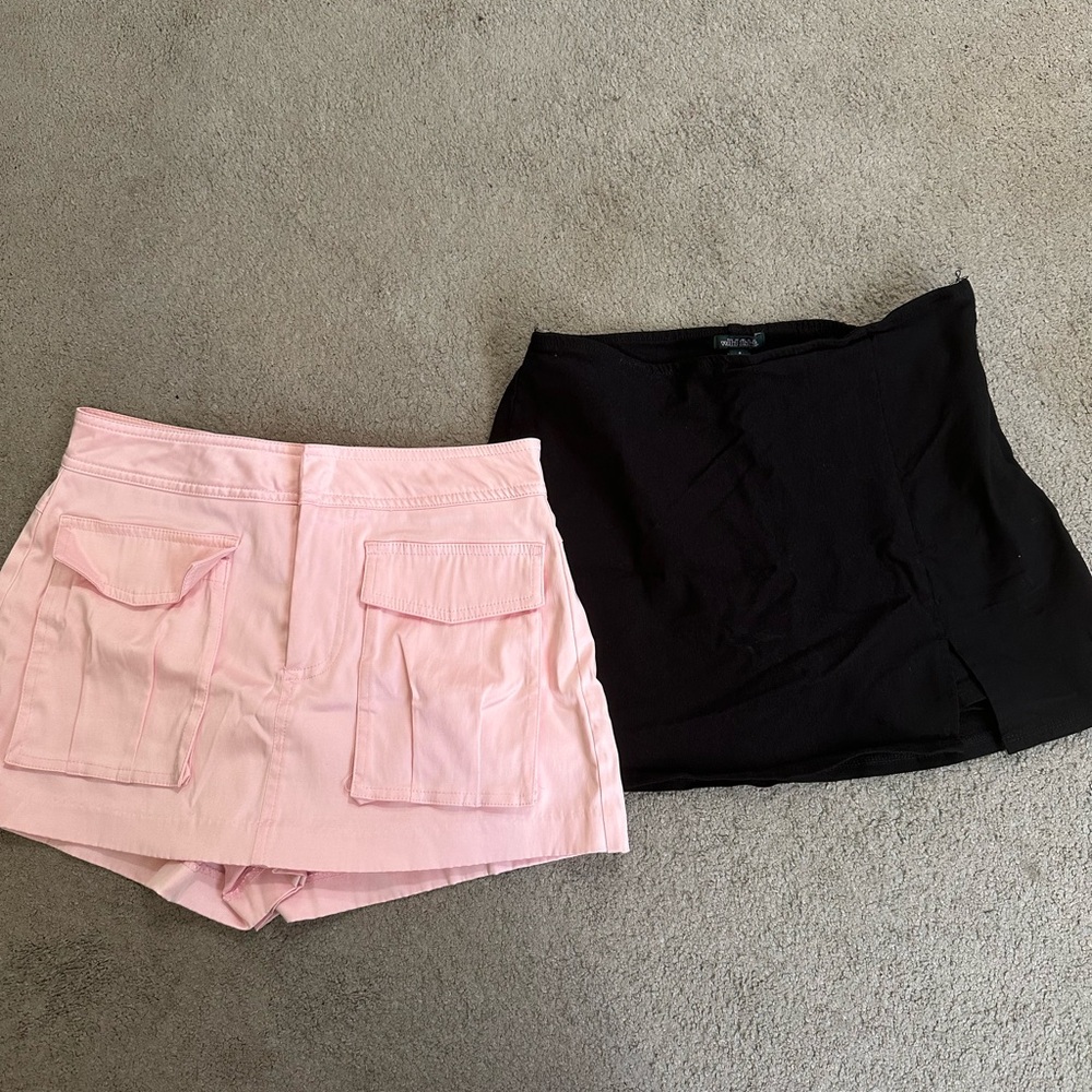 Women's Pink and Black Shorts Set